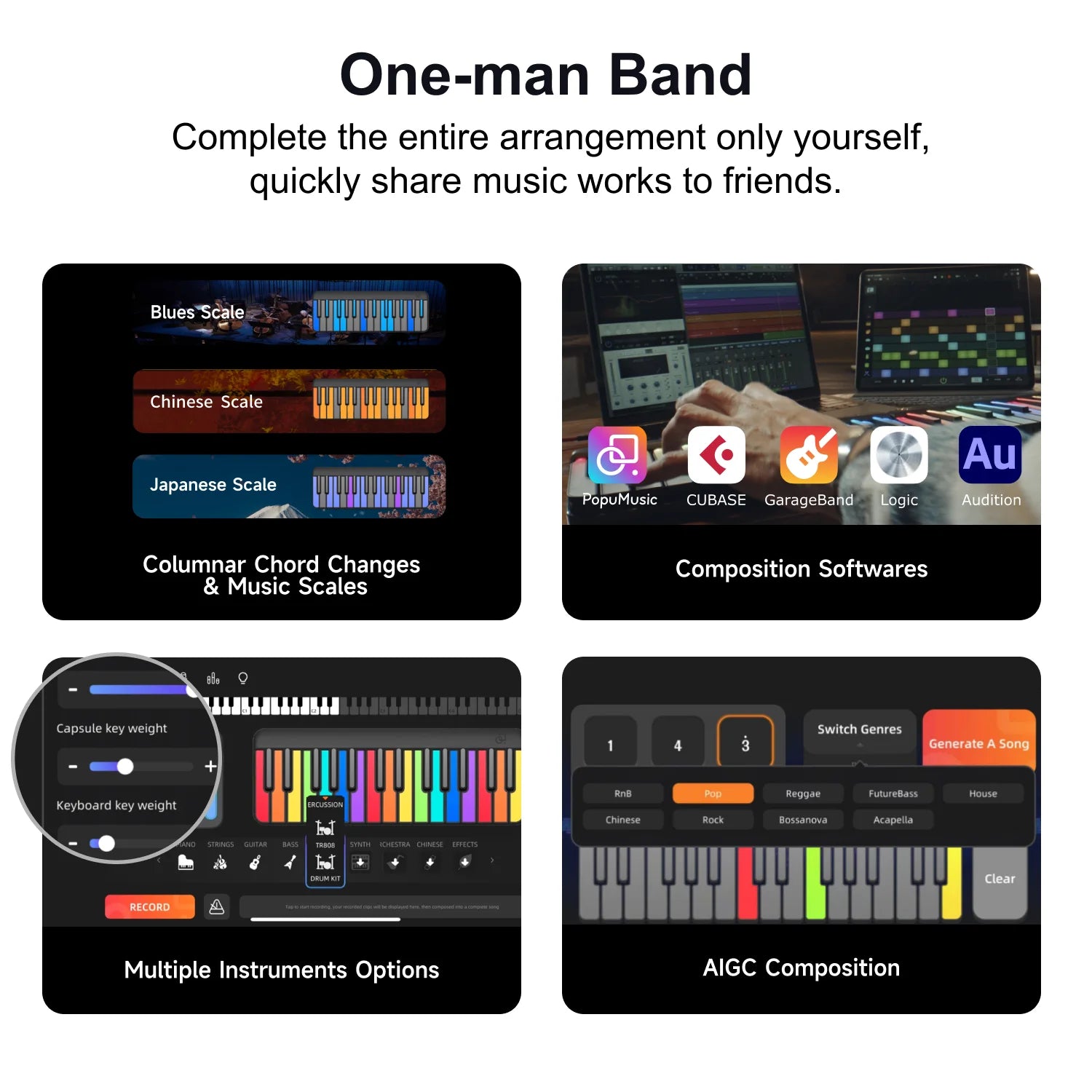 PopuPiano Smart Keyboard | Portable Modular Piano | PartyKeys PopuPiano Smart Keyboard | Portable Modular Piano | PartyKeys