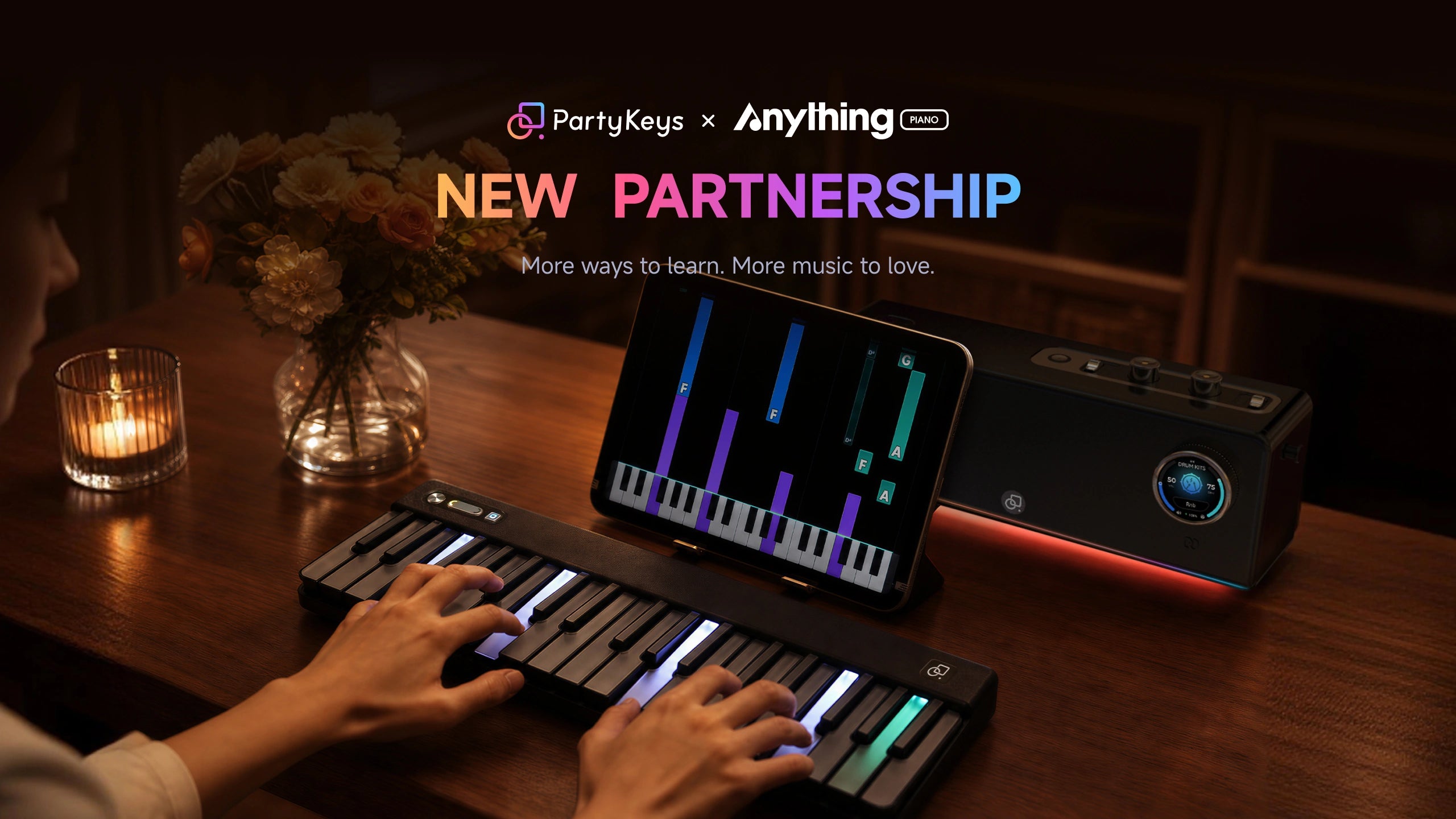 PartyKeys and Anything Piano partnership with an interactive piano lesson and light-guided keyboard